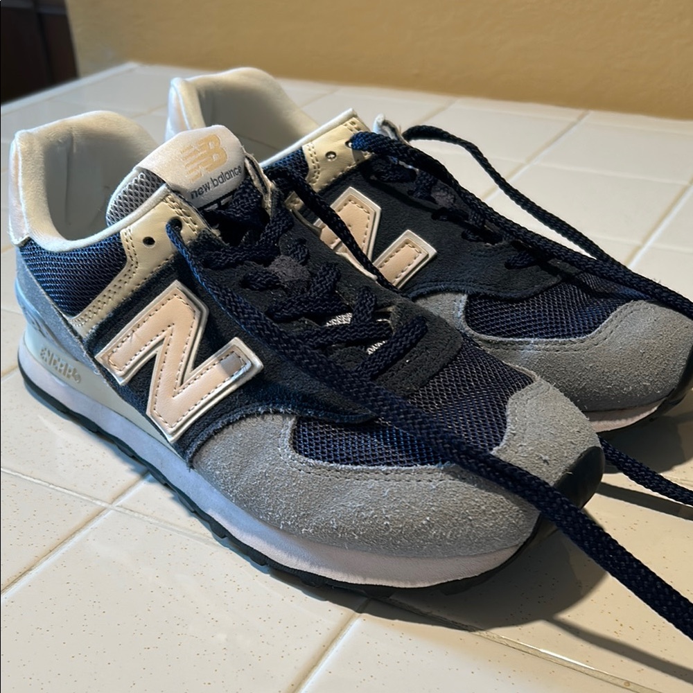 New Balance 574 Classic Navy and Light Gray Sneakers
